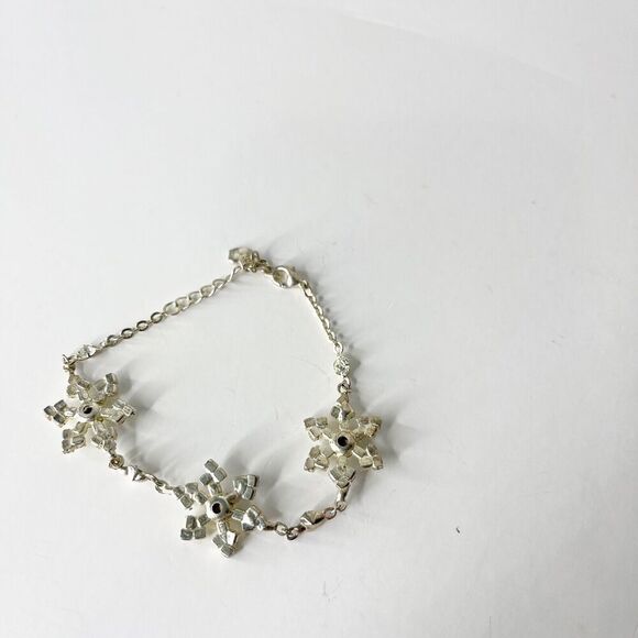 Vintage Avon Bracelet Silver Tone Rhinestone Snowflake Chain Holiday Christmas - Picture 12 of 16